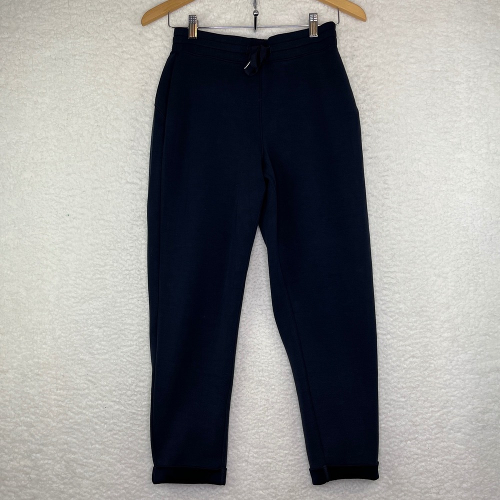 Spanx Black Fleece Jogger Pants Women's Drawstring Elastic Waist Tapered S